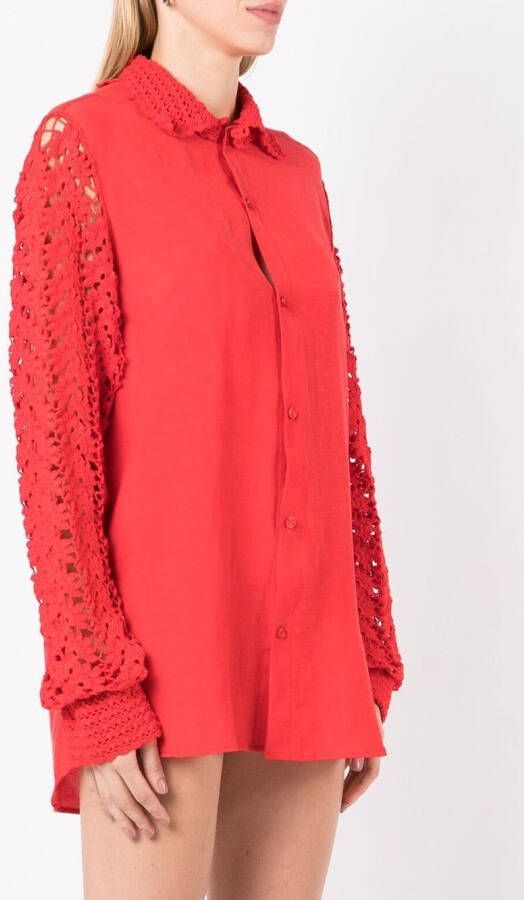 Amir Slama Blouse met bloemenkant Rood