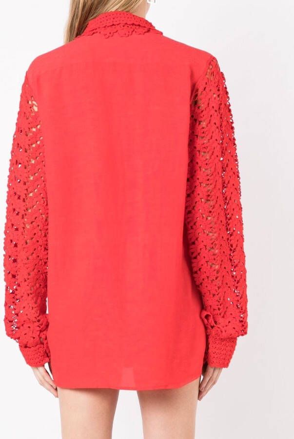 Amir Slama Blouse met bloemenkant Rood