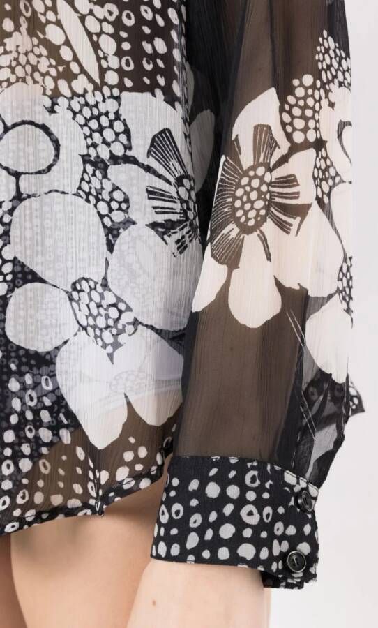 Amir Slama Blouse met bloemenprint Zwart