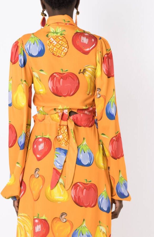 Amir Slama Blouse met fruitprint Oranje