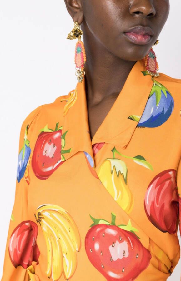 Amir Slama Blouse met fruitprint Oranje