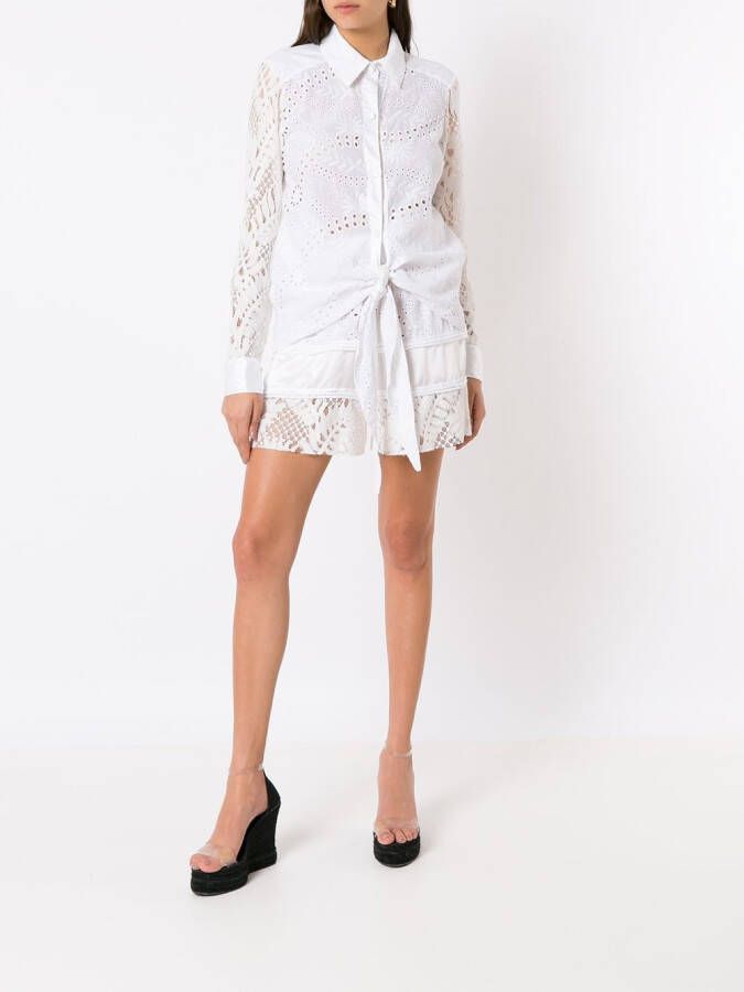 Amir Slama Broderie anglaise shorts Wit