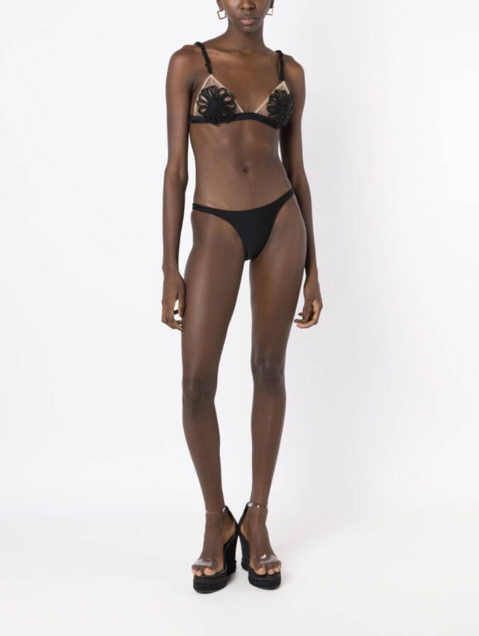 Amir Slama Bikini met bloemenapplicatie Zwart