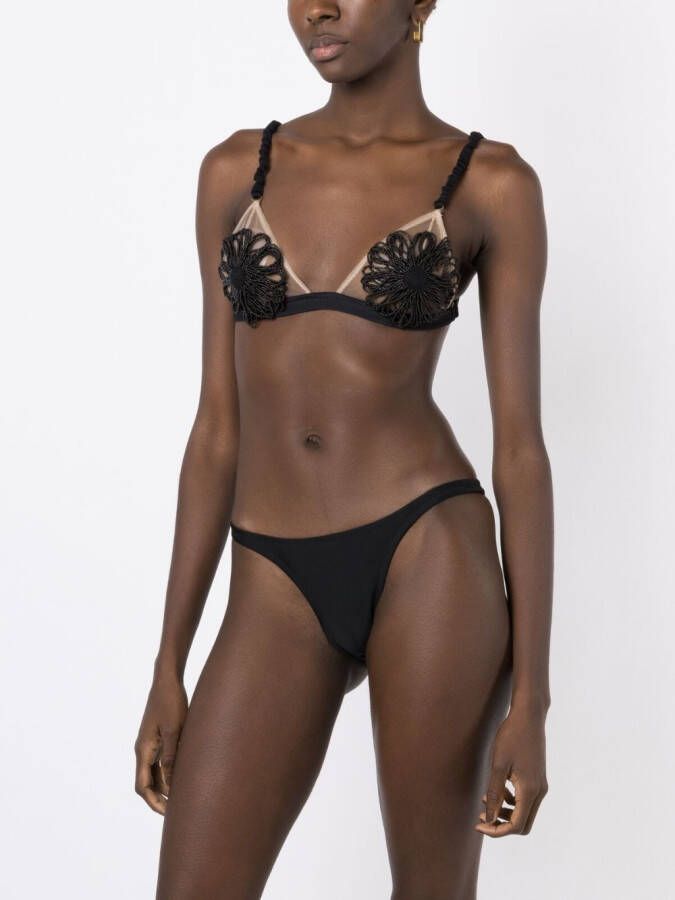 Amir Slama Bikini met bloemenapplicatie Zwart