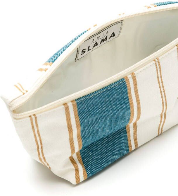 Amir Slama Gestreepte make-up tas Beige