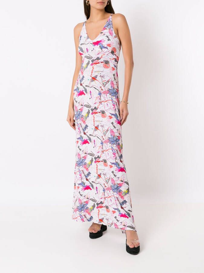 Amir Slama Maxi-jurk met abstracte print Beige