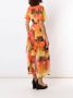 Amir Slama Maxi-jurk met cropped mouwen Oranje - Thumbnail 4