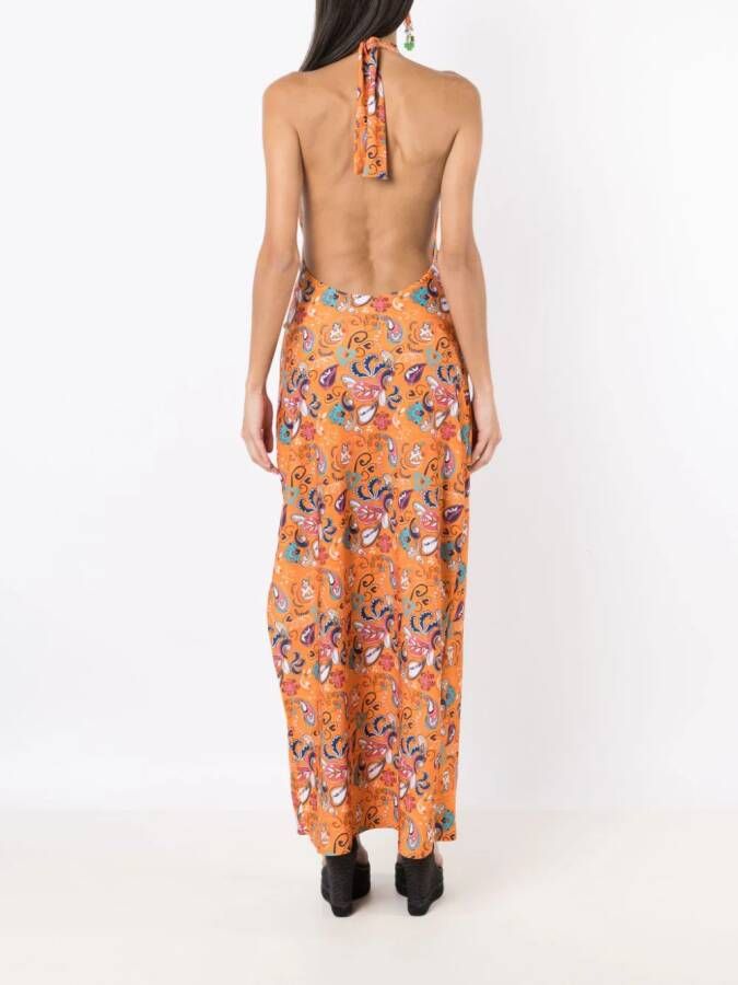 Amir Slama Maxi-jurk met halternek Oranje