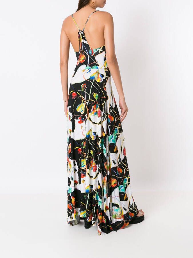 Amir Slama Maxi-jurk met print Zwart