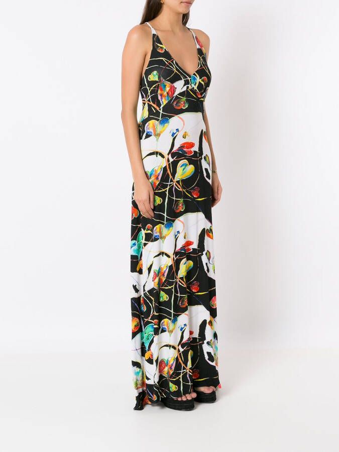 Amir Slama Maxi-jurk met print Zwart