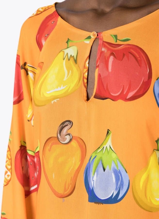 Amir Slama Midi-jurk met fruitprint Oranje