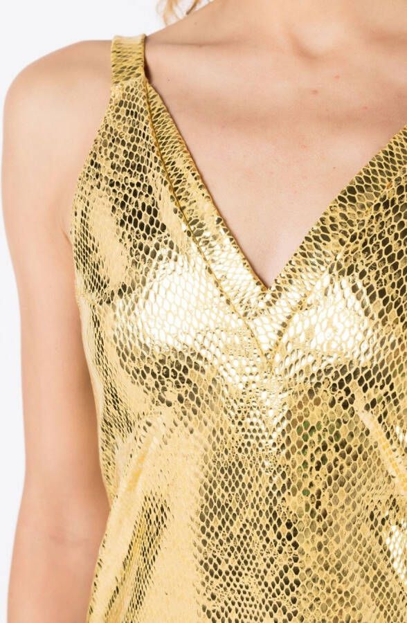 Amir Slama Mini-jurk met slangenleer-effect Goud