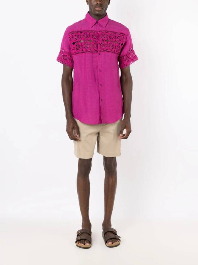 Amir Slama Overhemd met gehaakt vlak Roze