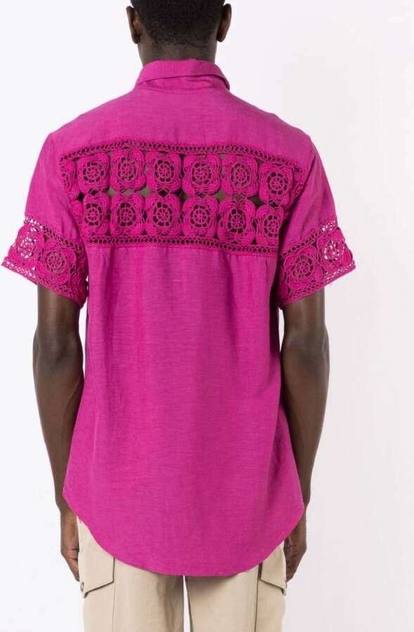 Amir Slama Overhemd met gehaakt vlak Roze