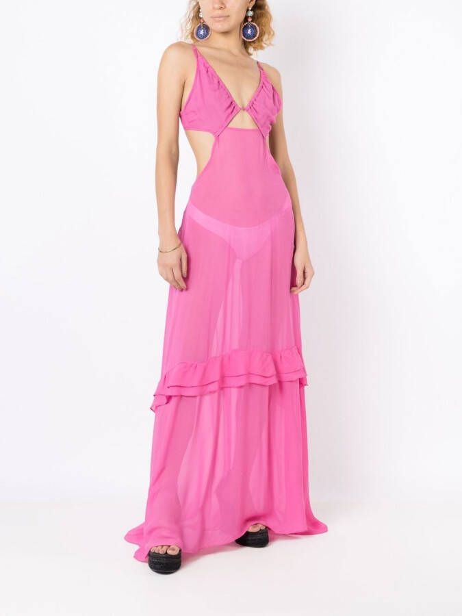 Amir Slama Semi-doorzichtige maxi-jurk Roze