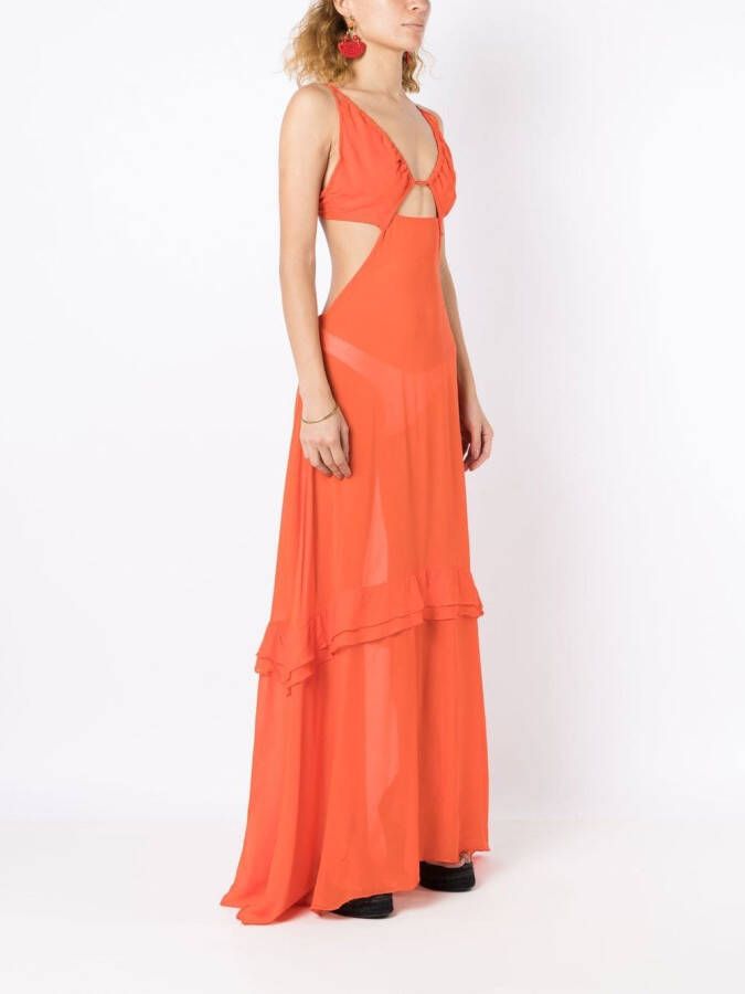 Amir Slama Semi-doorzichtige mini-jurk Oranje