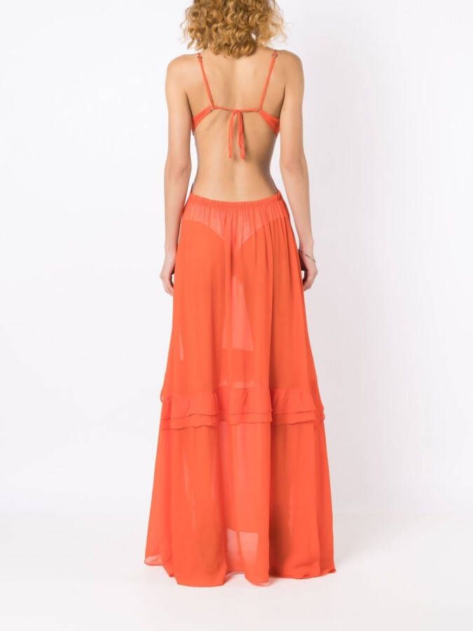 Amir Slama Semi-doorzichtige mini-jurk Oranje