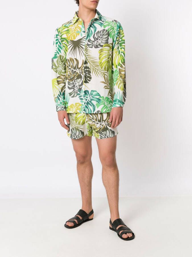 Amir Slama Shorts met bladerprint Wit