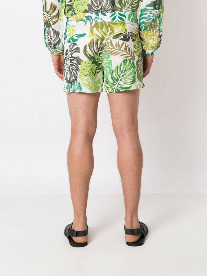 Amir Slama Shorts met bladerprint Wit