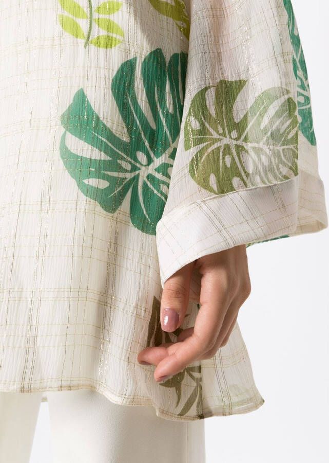 Amir Slama Strandshirt met palmbladprint Beige