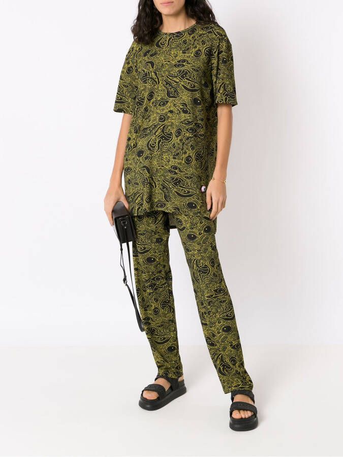 Amir Slama T-shirt met abstracte print Geel