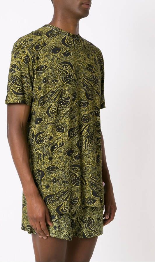 Amir Slama T-shirt met abstracte print Geel