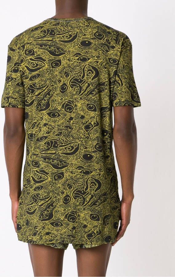 Amir Slama T-shirt met abstracte print Geel