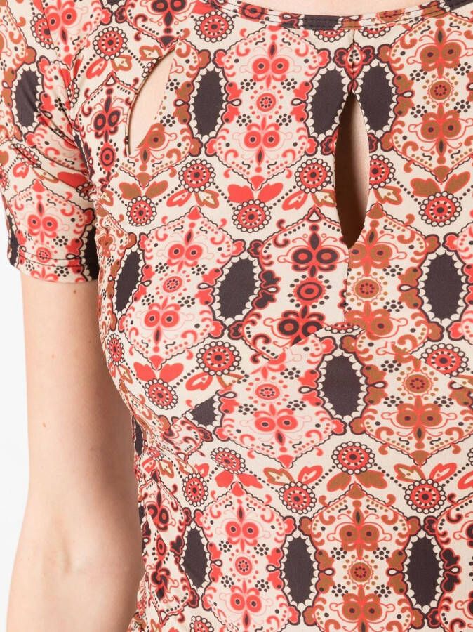 Amir Slama T-shirt met bloemenprint Rood