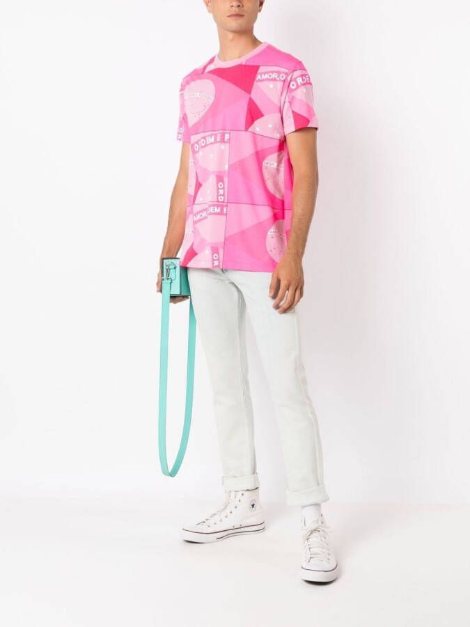 Amir Slama T-shirt met patchwork Roze