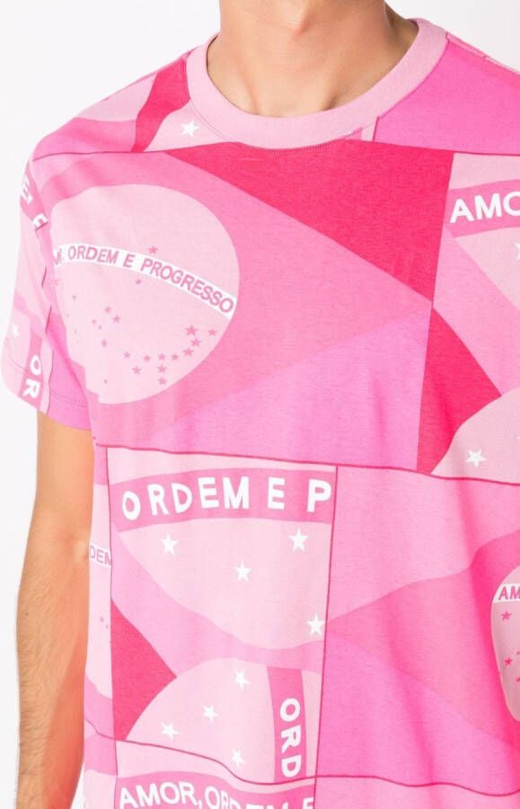 Amir Slama T-shirt met patchwork Roze