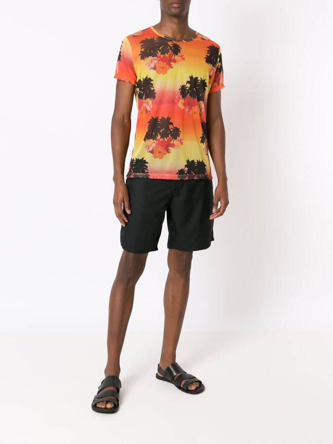 Amir Slama T-shirt met tropische print Oranje