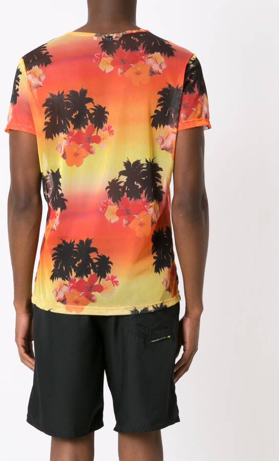 Amir Slama T-shirt met tropische print Oranje