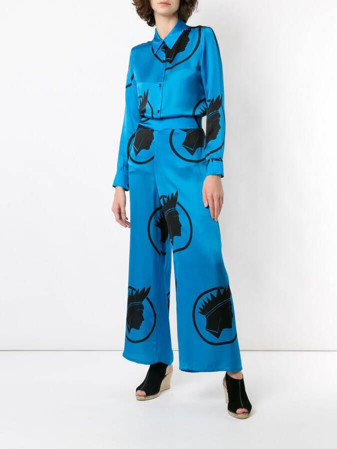 Amir Slama Zijden broek Blauw