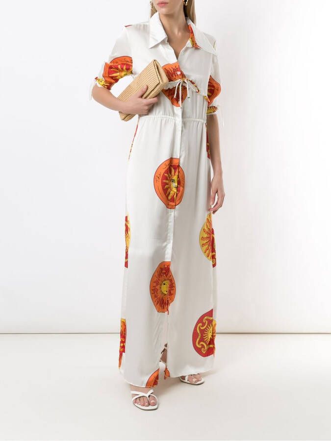 Amir Slama Maxi-blousejurk met print Wit