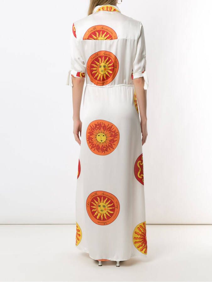 Amir Slama Maxi-blousejurk met print Wit