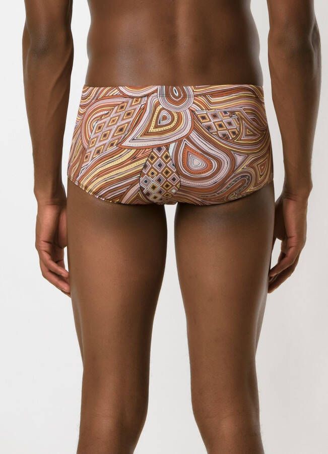 Amir Slama Zwembroek met print Beige