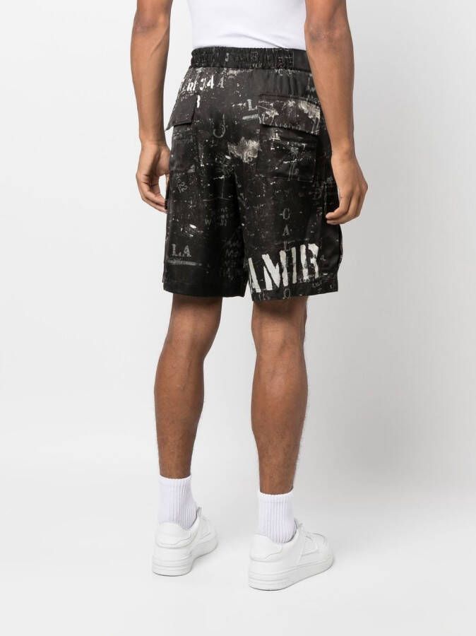 AMIRI Bermuda shorts met abstracte print Zwart