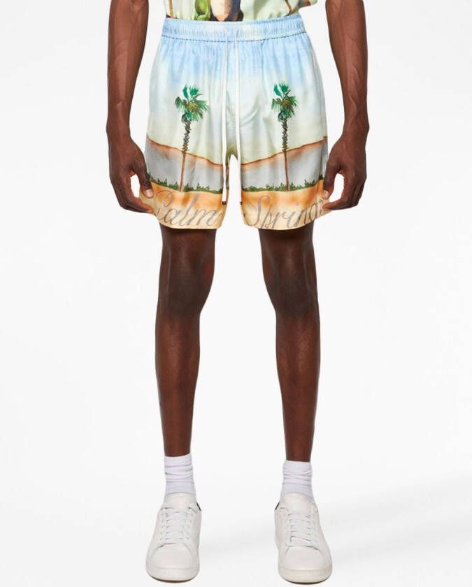 AMIRI Shorts met palmboom Blauw