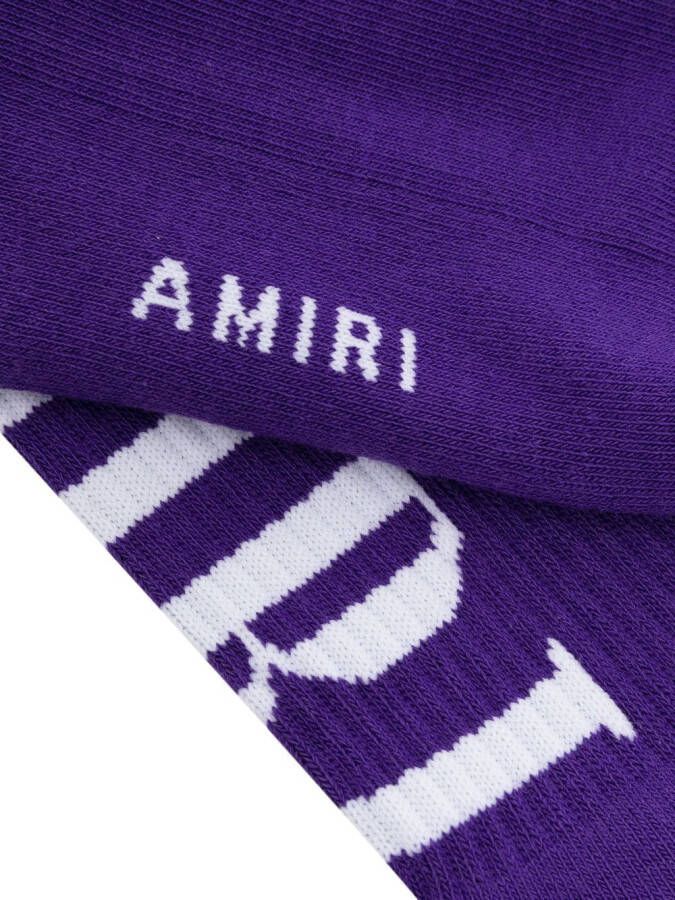AMIRI intarsia-knit logo socks Paars