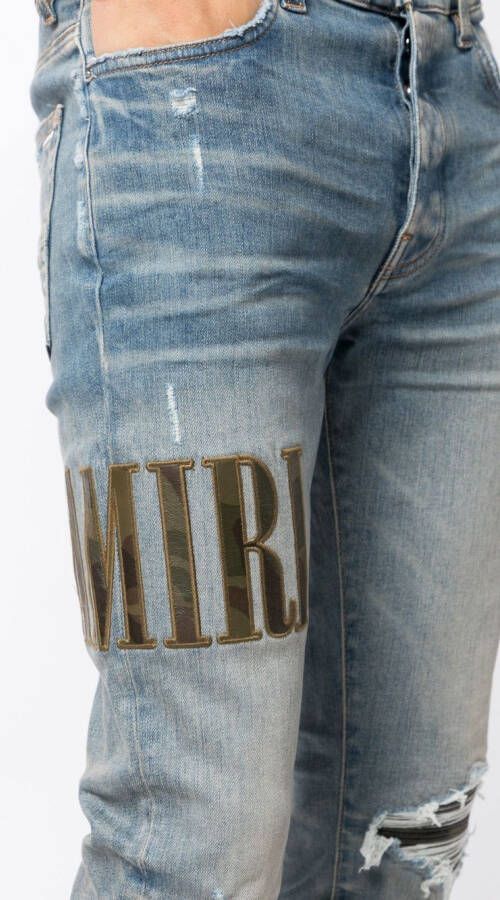 AMIRI Jeans met geborduurd logo Blauw