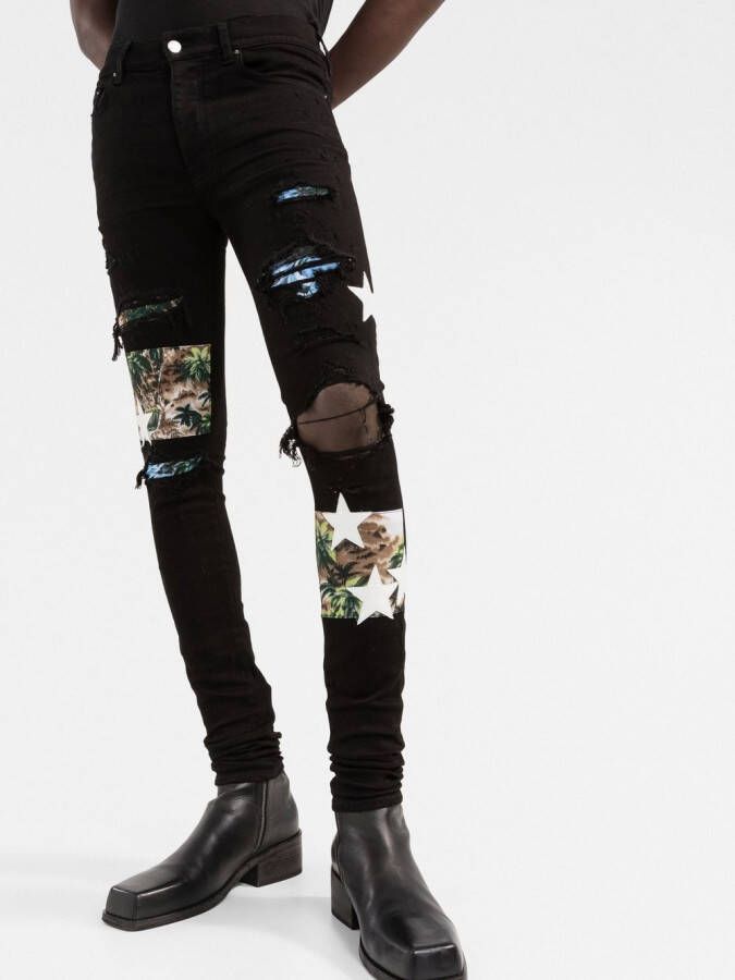 AMIRI Jeans met patchwork Zwart
