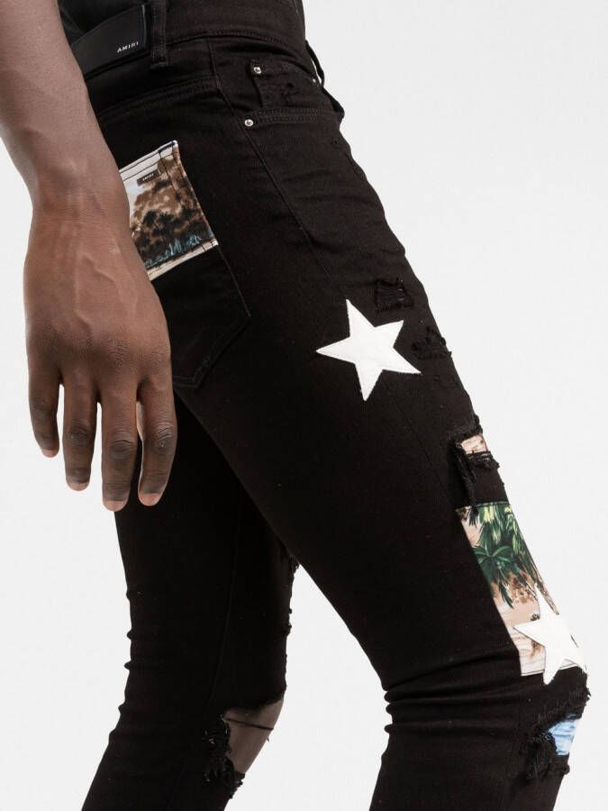 AMIRI Jeans met patchwork Zwart