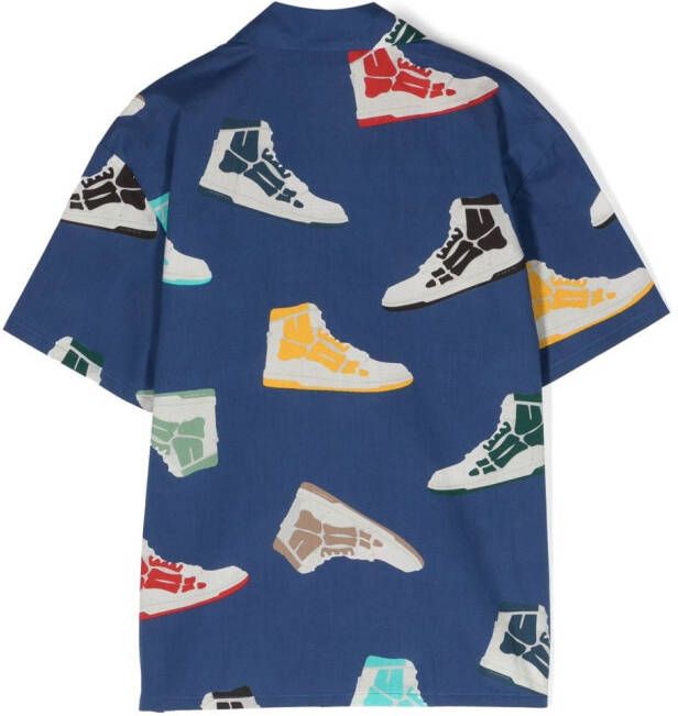 AMIRI KIDS Bowlingshirt met abstracte print Blauw