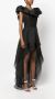 Ana Radu floral-appliqué organza layered dress Zwart - Thumbnail 3