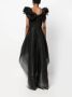 Ana Radu floral-appliqué organza layered dress Zwart - Thumbnail 4