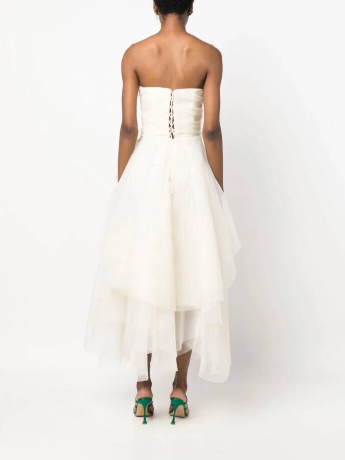 Ana Radu floral-appliqué organza midi dress Wit