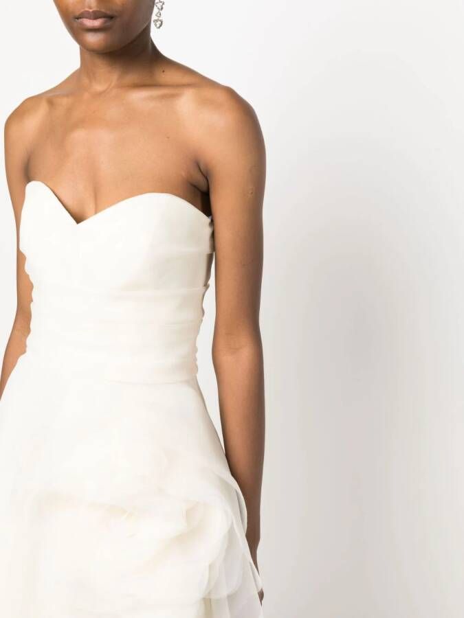 Ana Radu floral-appliqué organza midi dress Wit