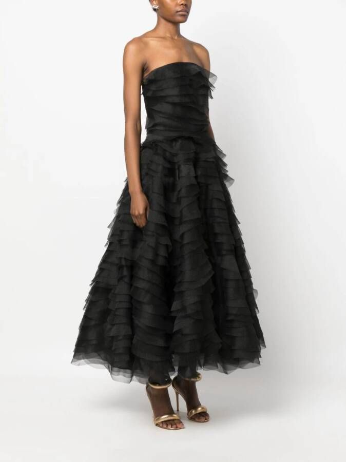 Ana Radu fully-ruffled maxi dress Zwart