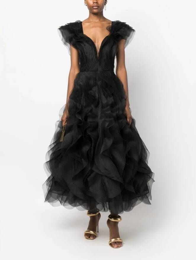Ana Radu fully-ruffled maxi dress Zwart