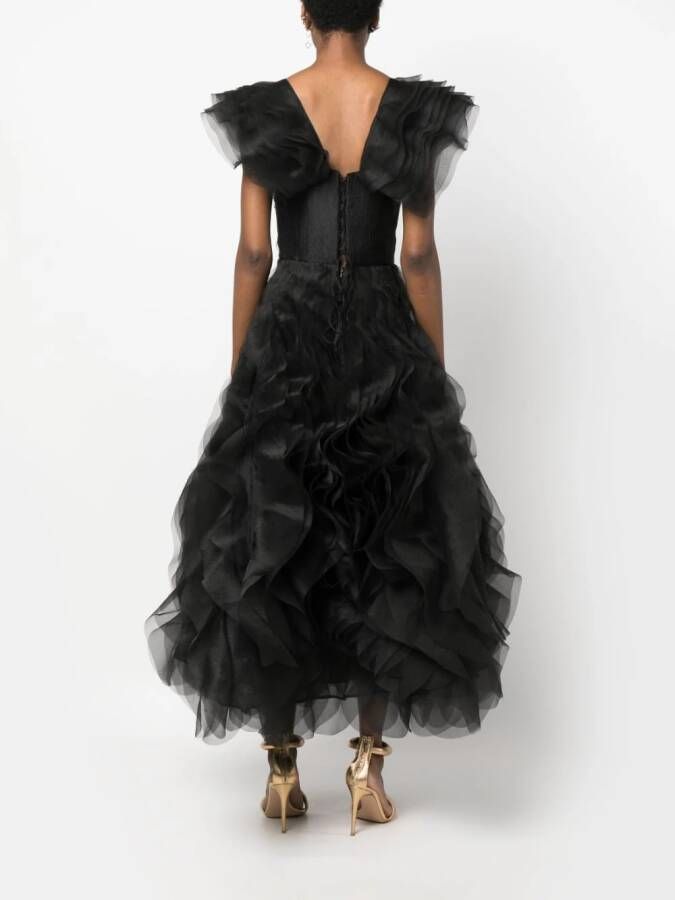 Ana Radu fully-ruffled maxi dress Zwart